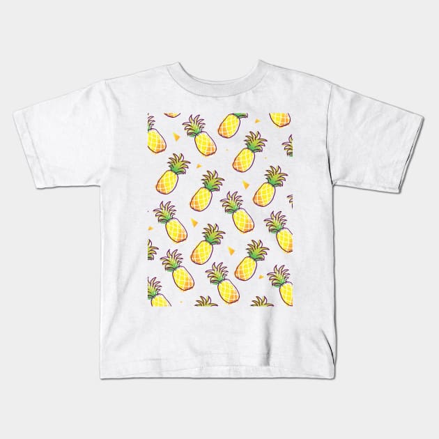 Pineapple Pattern Kids T-Shirt by VEKTORKITA